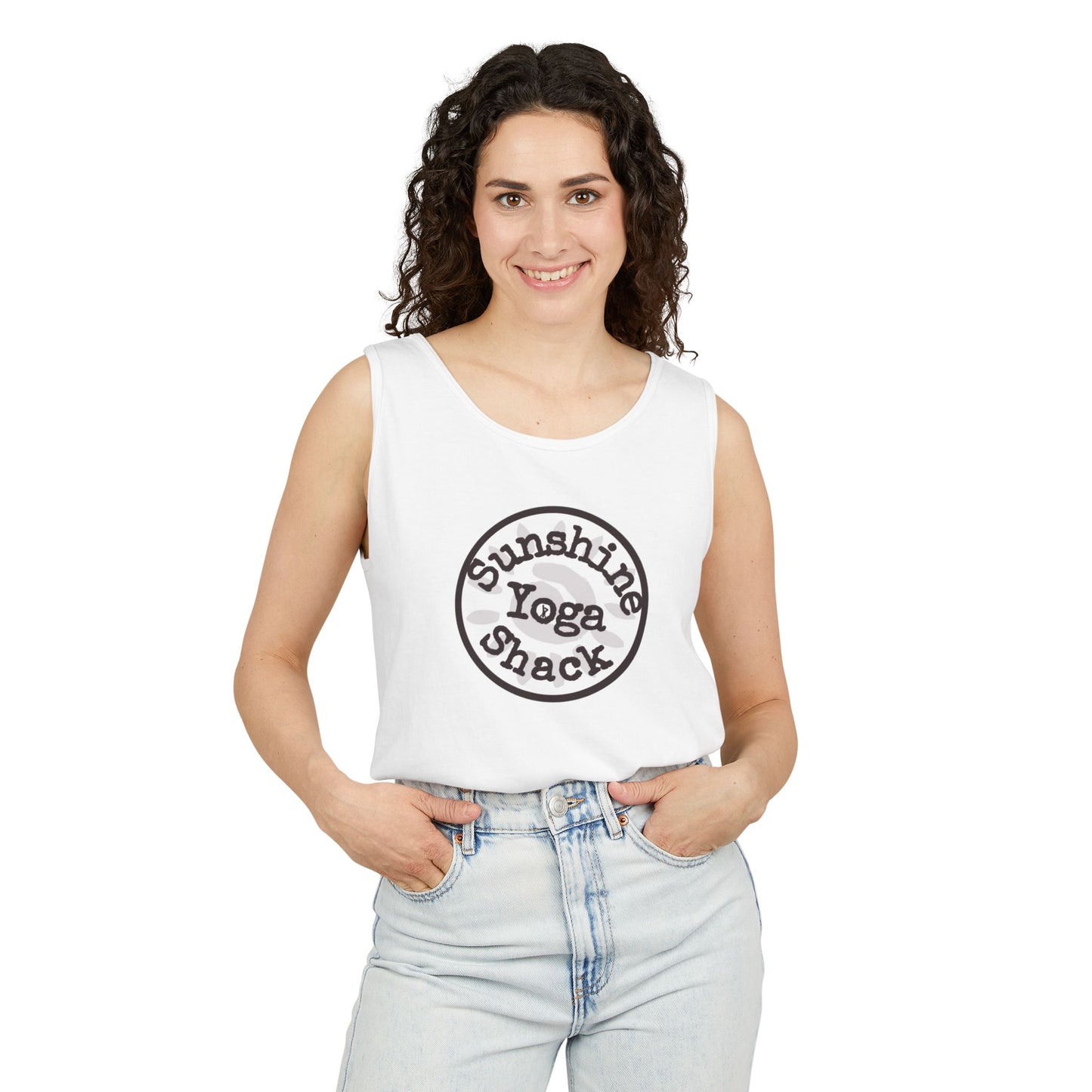 Sunshine Yoga Shack Unisex Garment-Dyed Tank Top - Perfect for Summer Yoga and Relaxation