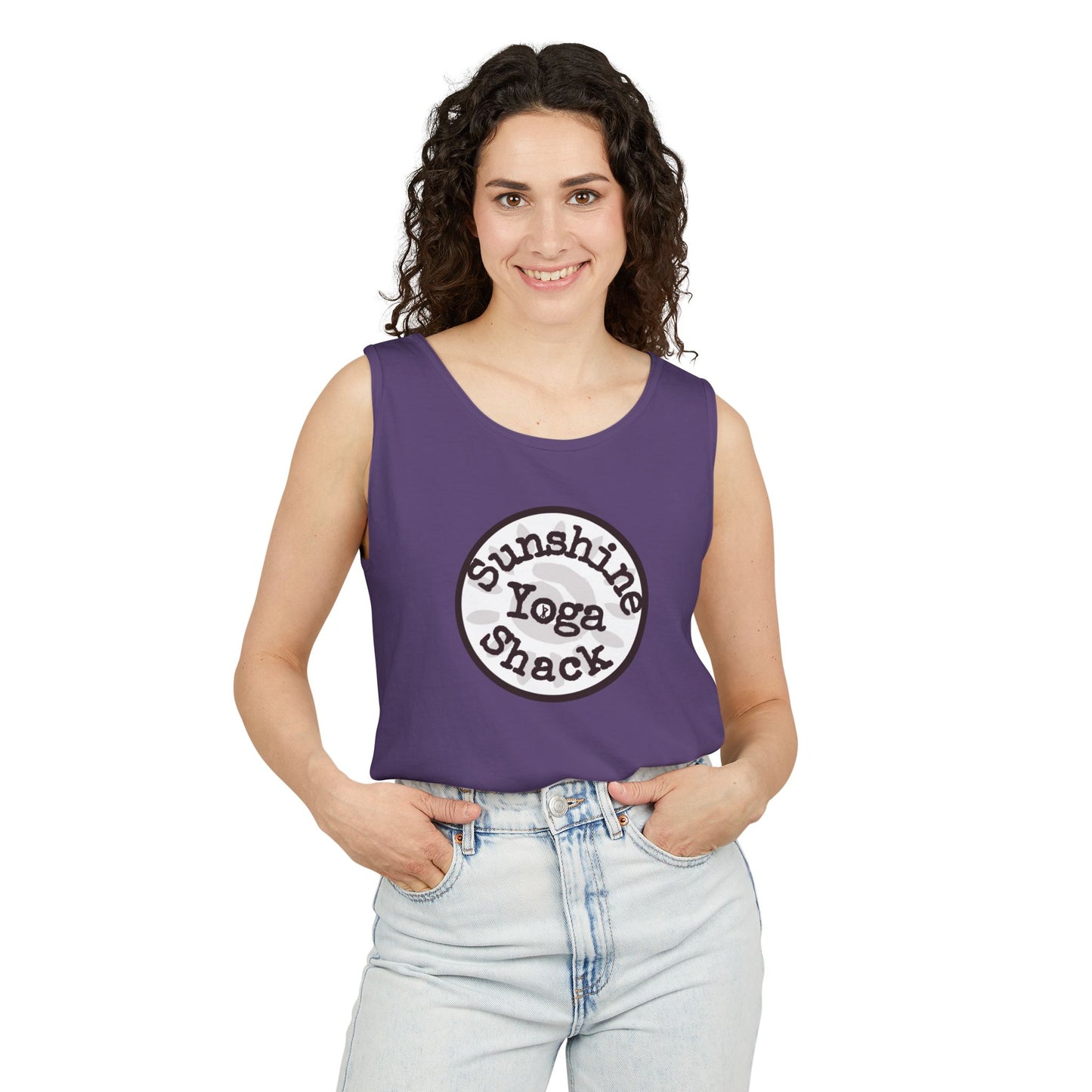 Sunshine Yoga Shack Unisex Garment-Dyed Tank Top - Perfect for Summer Yoga and Relaxation
