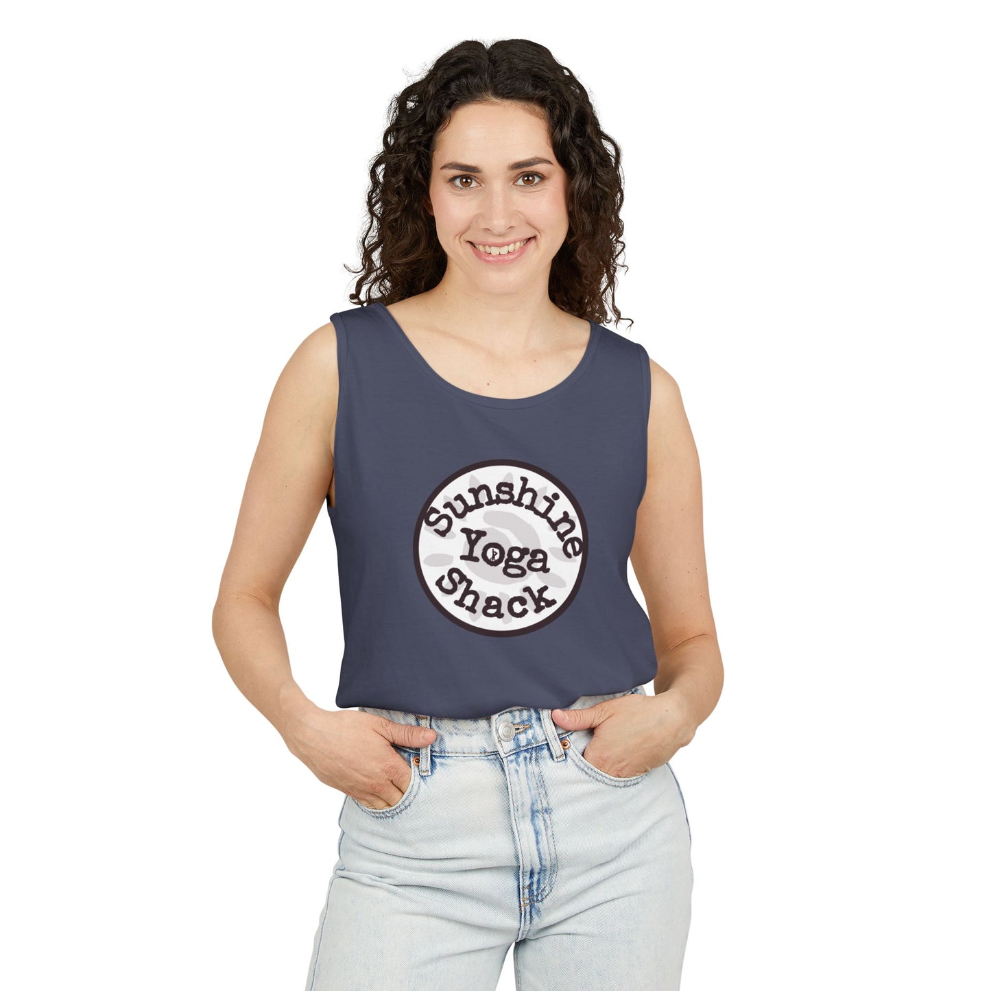 Sunshine Yoga Shack Unisex Garment-Dyed Tank Top - Perfect for Summer Yoga and Relaxation