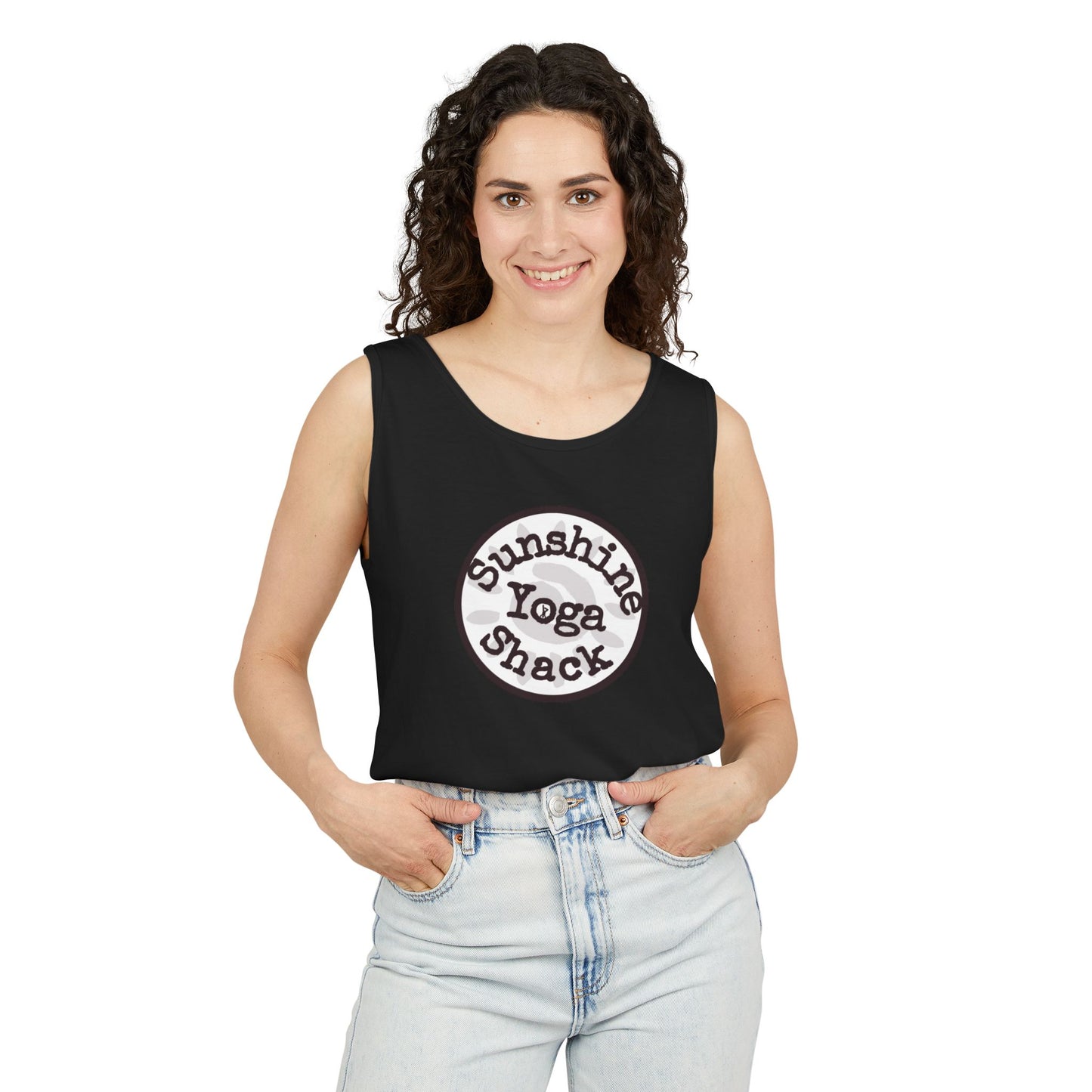 Sunshine Yoga Shack Unisex Garment-Dyed Tank Top - Perfect for Summer Yoga and Relaxation
