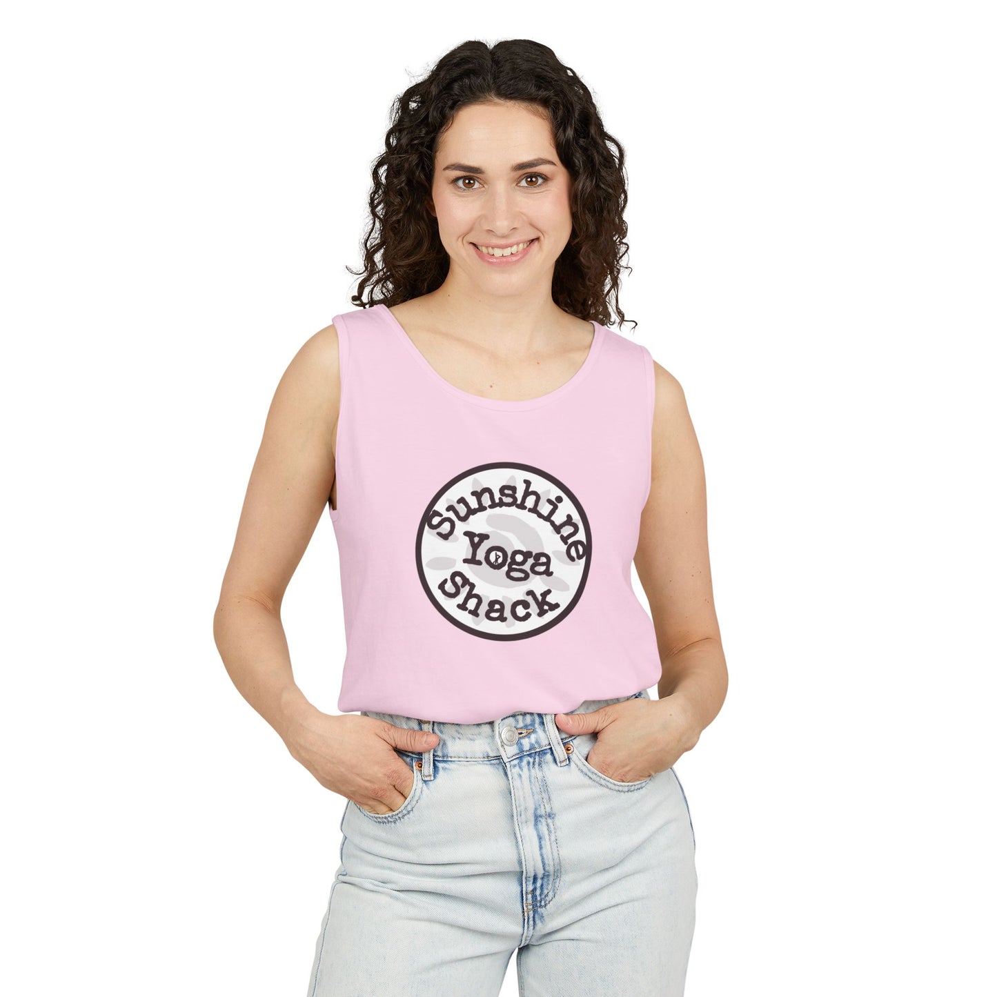 Sunshine Yoga Shack Unisex Garment-Dyed Tank Top - Perfect for Summer Yoga and Relaxation