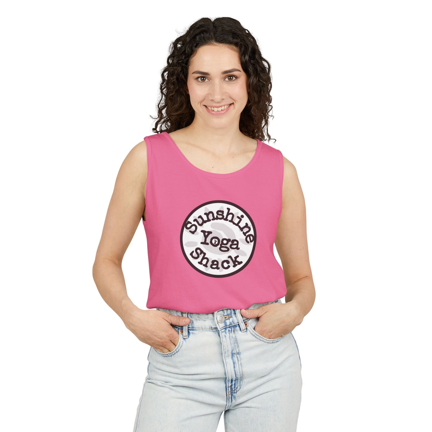 Sunshine Yoga Shack Unisex Garment-Dyed Tank Top - Perfect for Summer Yoga and Relaxation